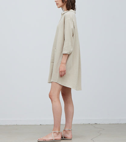 COTTON DOUBLE GAUZE SHIRT DRESS