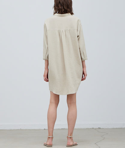 COTTON DOUBLE GAUZE SHIRT DRESS